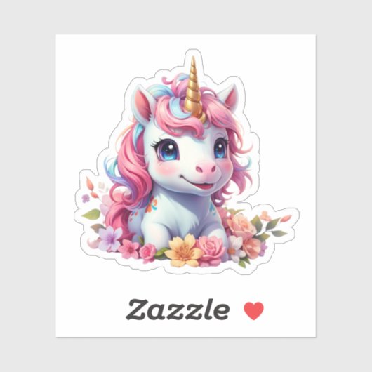 Sticker Cute 3D Unicorne (Feuille)