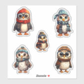 Sticker Cute 5 Hiver Hawk Bund (Feuille)