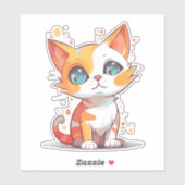 Sticker Cute Adorable Chat Brown (Feuille)