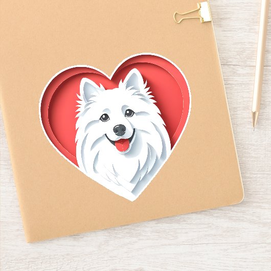 Sticker Cute American Eskimo Amoureux des chiens Puppy Hea (Carnet)