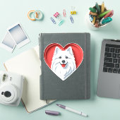Sticker Cute American Eskimo Amoureux des chiens Puppy Hea (Couverture iPad)