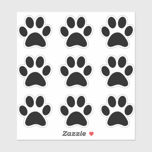 Sticker Cute animal Empreinte de patte noir chien chat (Feuille)