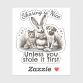 Sticker Cute animals eating cookies sharing stealing moral (Feuille)