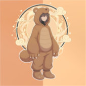 Sticker Cute Anime Boy in Bear (Recto)