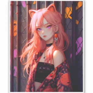 Sticker Cute Anime Catgirl