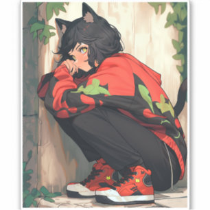 Sticker Cute Anime Catgirl