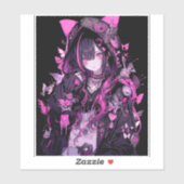 Sticker Cute Anime Goth Girl (Feuille)