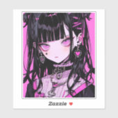Sticker Cute Anime Goth Girl (Feuille)