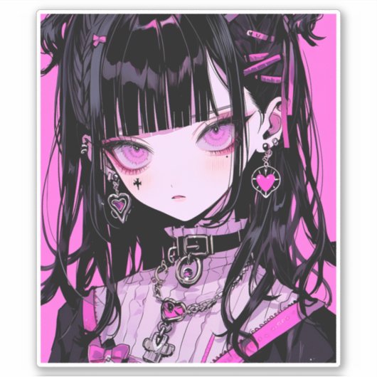 Sticker Cute Anime Goth Girl (Devant)
