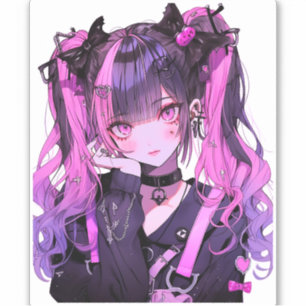 Sticker Cute Anime Goth Girl