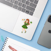 Sticker Cute anime redhead Saint Patrick's Day  (Ordinateur portable avec iPhone)