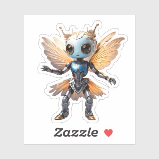 Sticker Cute Ant Girl Dancing Robot Pixie (Feuille)