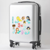 Sticker Cute Aqua Mermaid Princess Contour (Sur valise)