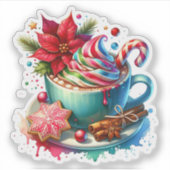 Sticker Cute aquarelle cacao chaud, Sucres de canne Noël (Devant)