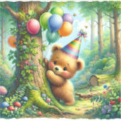 Sticker Cute Aquarelle Cartoon Bébé Ours Bébé Anniversaire (Devant)