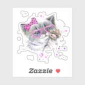 Sticker Cute Aquarelle Kitten (Feuille)