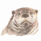 Sticker Cute Aquarelle Otter Animal Nature Art de la faune (Devant)