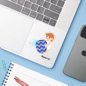 Sticker Cute Aquarius (Ordinateur portable avec iPhone)