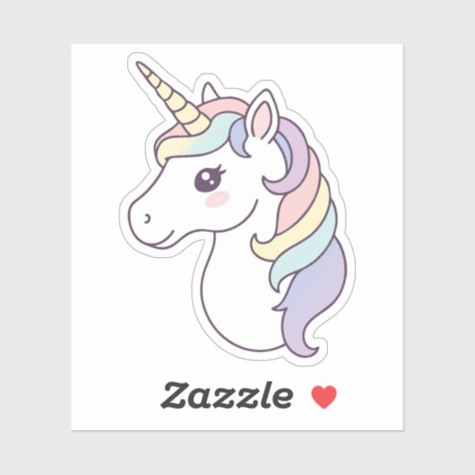 Sticker Cute arc-en-ciel Gradient Unicorne (Feuille)