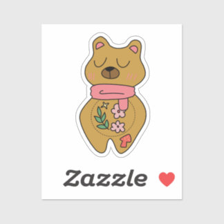 Sticker Cute Arrogant Brown Bear For Laptop and Planner