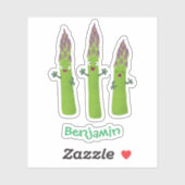 Sticker Cute asperges chantant un trio végétal dessin anim (Feuille)