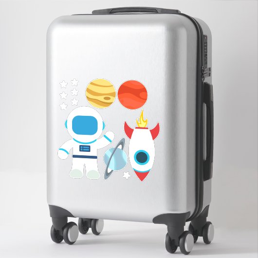 Sticker Cute Astronaut Rocket Ship Space Thème (Sur valise)