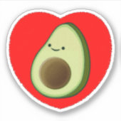 Sticker Cute Avocado Dans Le Coeur Rouge (Devant)