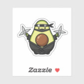 Sticker Cute Avocado Ninja Shuriken Warrior Illustration (Feuille)
