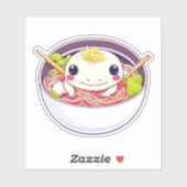 Sticker Cute Axolotl dans le bol de soupe Ramen (Feuille)