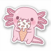 Sticker Cute Axolotl Manger Crème De Glace Avec Saupoudrag (Devant)