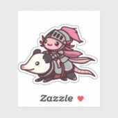 Sticker Cute Axolotl & Opossum Chevalier (Feuille)