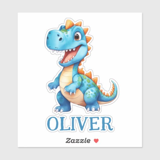 Sticker Cute Baby Blue Trex Dinosaur Personnalisé (Feuille)