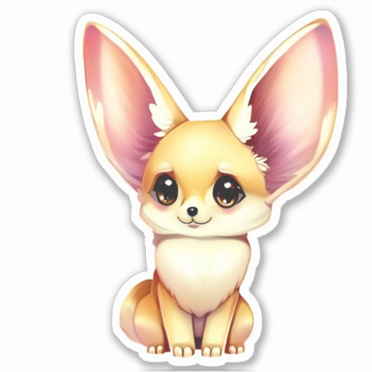 Sticker Cute Baby Fennec Fox (Devant)