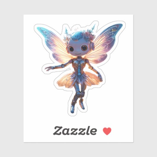 Sticker Cute Ballerina Dancing Robot Pixie (Feuille)