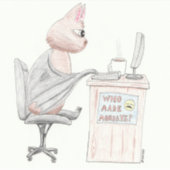 Sticker Cute Bat au bureau (Devant)