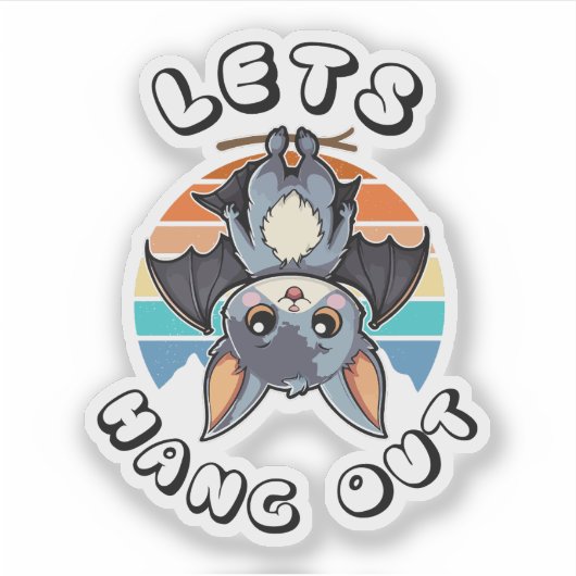 Sticker Cute Bat Hanging et Retro Sunset | Allons-y (Devant)