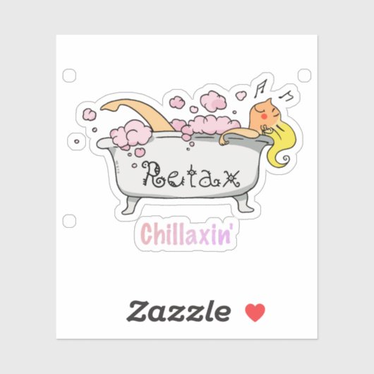 Sticker Cute Bathtub Cartoon - Chillaxin’ Relaxation (Feuille)