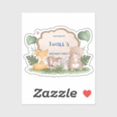 Sticker Cute Bear squirrel jungle tropicale fête d'anniver (Feuille)