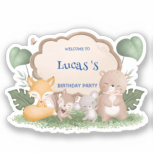 Sticker Cute Bear squirrel jungle tropicale fête d'anniver