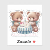 Sticker Cute Bear Twins Merci Custom-Cut Vinyl (Feuille)