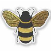 STICKER CUTE BEE BRILLANT OR JAUNE NOIR BOMBLEBEE CONTOUR (Devant)