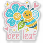 Sticker Cute Bee Leaf Floral for Teacher appreciation (Devant)