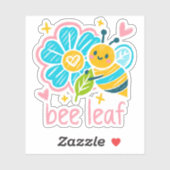 Sticker Cute Bee Leaf  Inspirational Floral Teacher Art (Feuille)