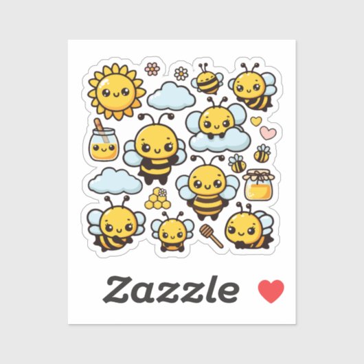 Sticker Cute bees  (Feuille)