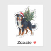 Sticker Cute Bernese Mountain Dog in a Christmas Tree for (Feuille)