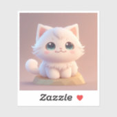 Sticker Cute Big Eyes Fluffy White Kitten (Feuille)