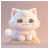 Sticker Cute Big Eyes Fluffy White Kitten (Devant)