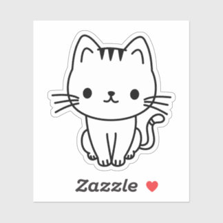 Sticker Cute Black and White Kawaii Cat Custom Die Cut