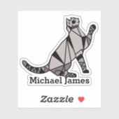 Sticker Cute Black Cat Modern Animal Ajouter Nom (Feuille)