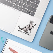 Sticker Cute Black Cat Modern Animal Ajouter Nom (Ordinateur portable avec iPhone)